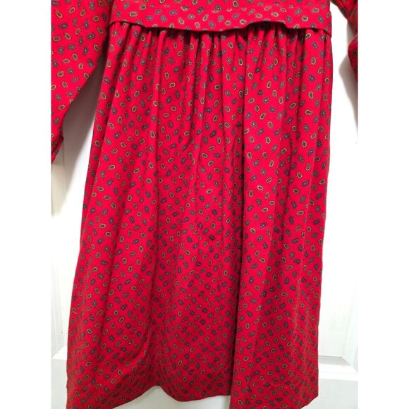 Vintage Nicole Ruiz Luiyella 80s Kid Y2k Cottage core Red Paisley Long Sleeve Dr - Picture 8 of 13